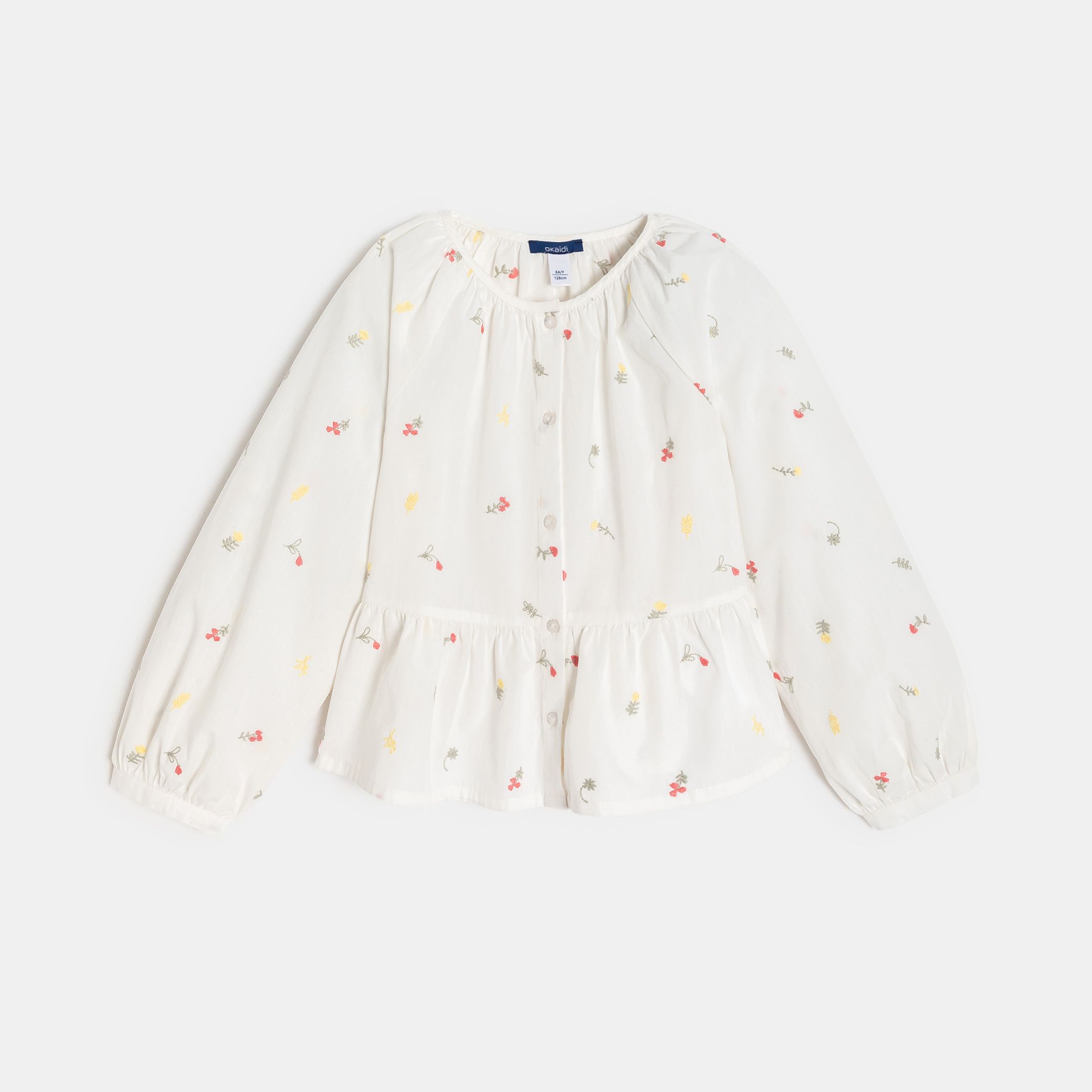 Áo blouse thêu hoa cho bé gái